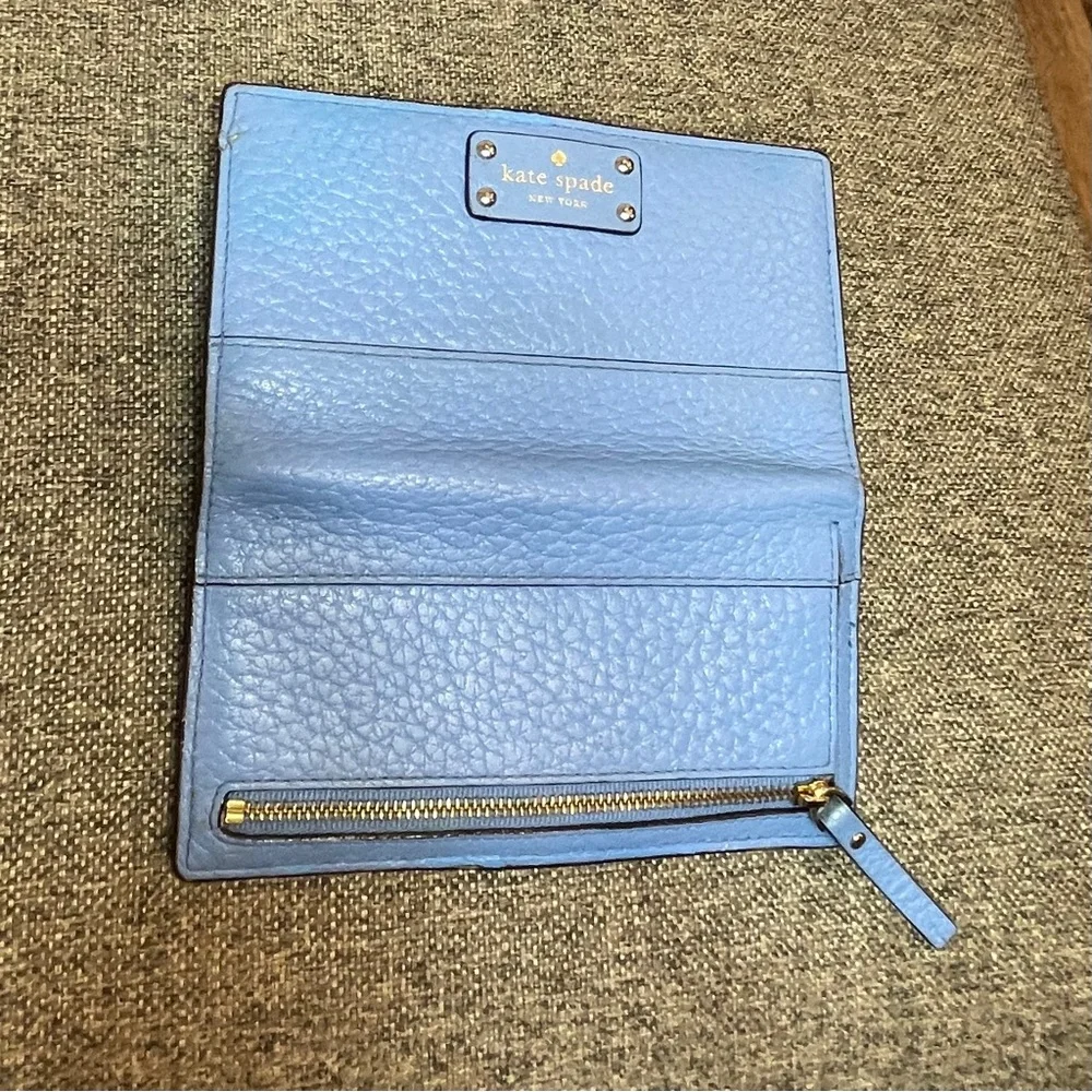 Kate Spade Stacy Bay Street Bifold Leather Wallet color Alice blue
